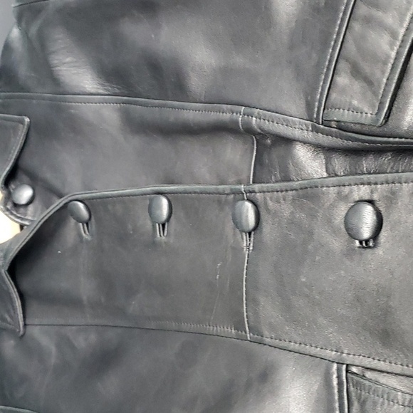 Red Kid Leather Trench Coat Jacket S - Picture 8 of 15